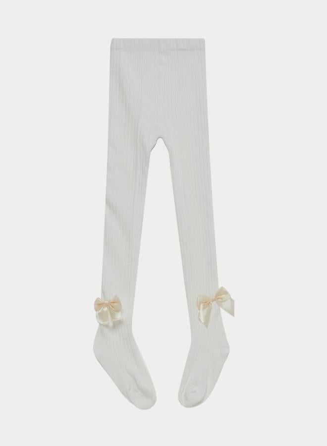 Styli 2pcs Bow Applique Solid Rib Knit Tight  - Image 4