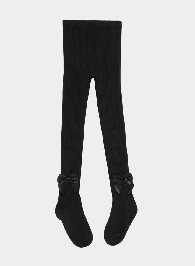 Styli 2pcs Bow Applique Solid Rib Knit Tight  - Image 2