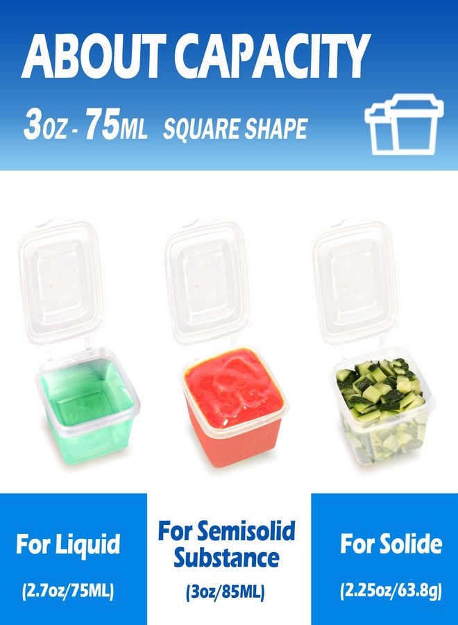 RIKICACA 3 oz Small Plastic Containers with Lids (100pack), Disposable Condiment Containers with Lids, Portion Cups, Jello Shot Sauce Cups (Square) - Image 4