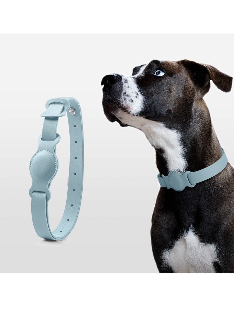 AirTag Dog Collar, 540mm Leather Cat Collar with Integrated AirTag Holder, Personalized Accessories, Rugged Aesthetic, Anti-Lost Waterproof Protective Cover - Blue - Image 2