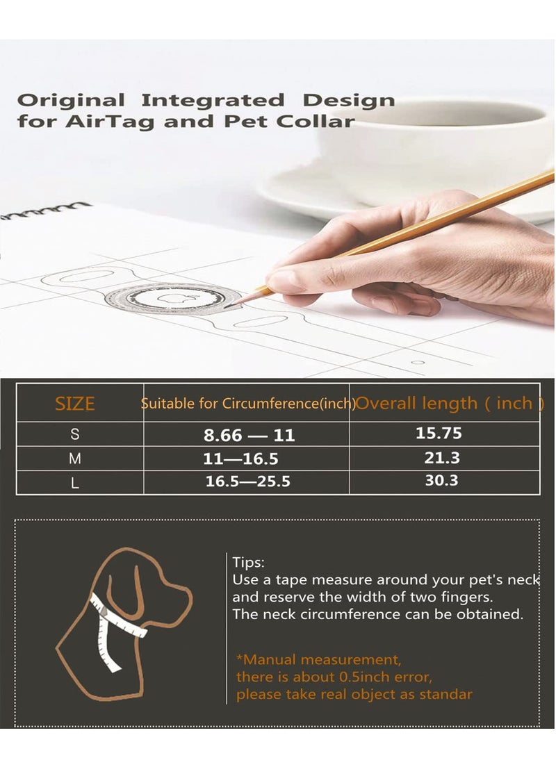 AirTag Dog Collar, 540mm Leather Cat Collar with Integrated AirTag Holder, Personalized Accessories, Rugged Aesthetic, Anti-Lost Waterproof Protective Cover - Blue - Image 4