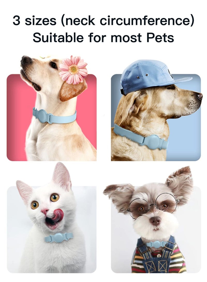 AirTag Dog Collar, 540mm Leather Cat Collar with Integrated AirTag Holder, Personalized Accessories, Rugged Aesthetic, Anti-Lost Waterproof Protective Cover - Blue - Image 5