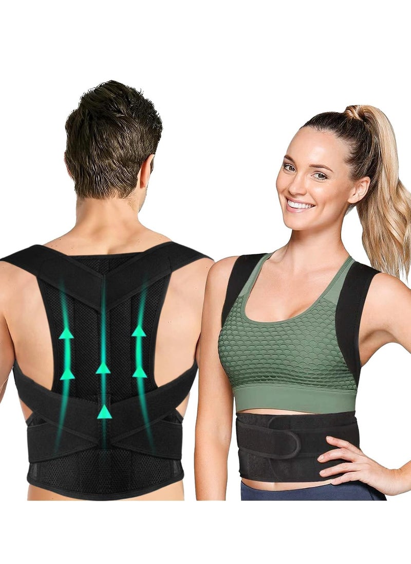 GUDOO Back Brace Posture Corrector for Men Women Kids Upper Improve Posture Relieve Pain for Upper and Lower Back Pain Adjustable Breathable Black L  - Image 1