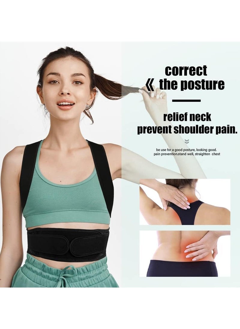 GUDOO Back Brace Posture Corrector for Men Women Kids Upper Improve Posture Relieve Pain for Upper and Lower Back Pain Adjustable Breathable Black L  - Image 2