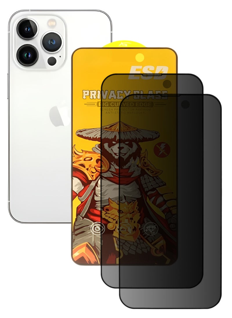 ESD 2 Pieces Tempered Dustproof Privacy Glass Screen Protector Compatible For iPhone 13 Pro Max - Image 1