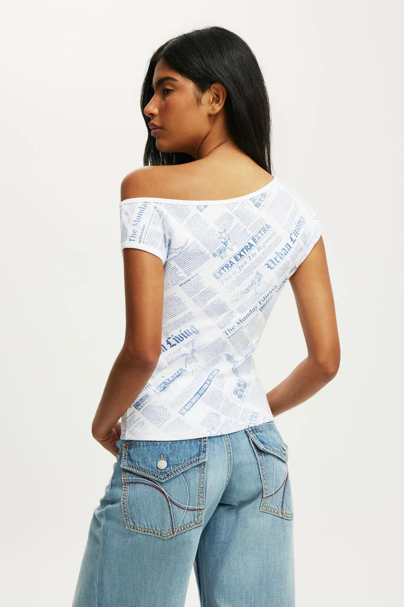 Cotton On  OFF SHOULDER GRAPHIC TEE for Women | Best Price UAE