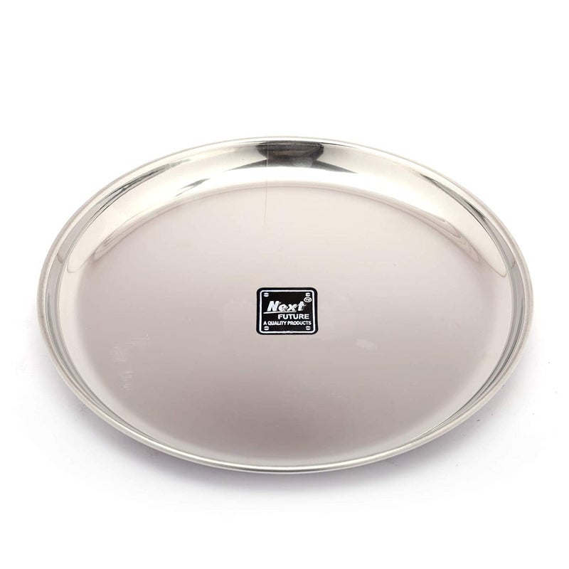 Next Future Stainless Steel Large Full Breakfast Lunch Dinner Plates with Mirror Polish Heavy Gauge Round Full China Plate Set of 6 Diameter 11 Inches 28 cms Full Plate 11 Inches - Image 2