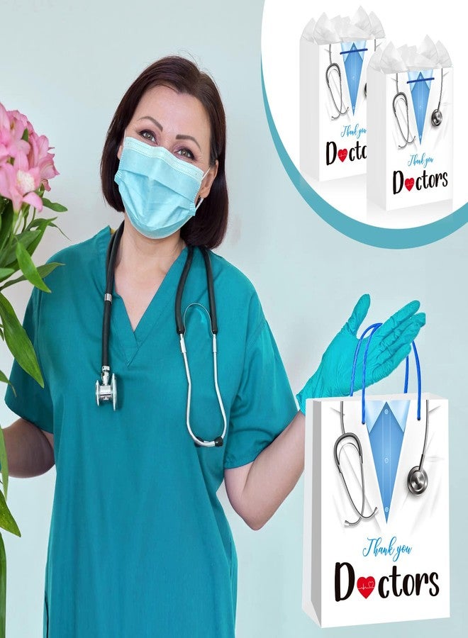 JUESMOS Thank You Doctors Gift Bags with Wrapping Tissue Papers Doctor Appreciation Day Gift Bag 13" Large Gifts Bag with Handle Nurse Week Gifts Bag for Doctor Medical Healthcare Workers - Image 2
