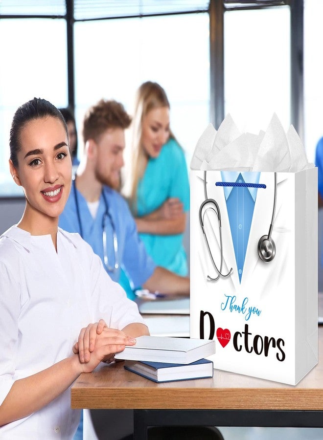 JUESMOS Thank You Doctors Gift Bags with Wrapping Tissue Papers Doctor Appreciation Day Gift Bag 13" Large Gifts Bag with Handle Nurse Week Gifts Bag for Doctor Medical Healthcare Workers - Image 5