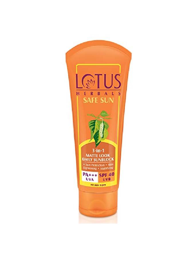 LOTUS HERBALS Safe Sun 3In1 Matte Look Daily Sunblock Spf 40 ; 100G  - Image 2