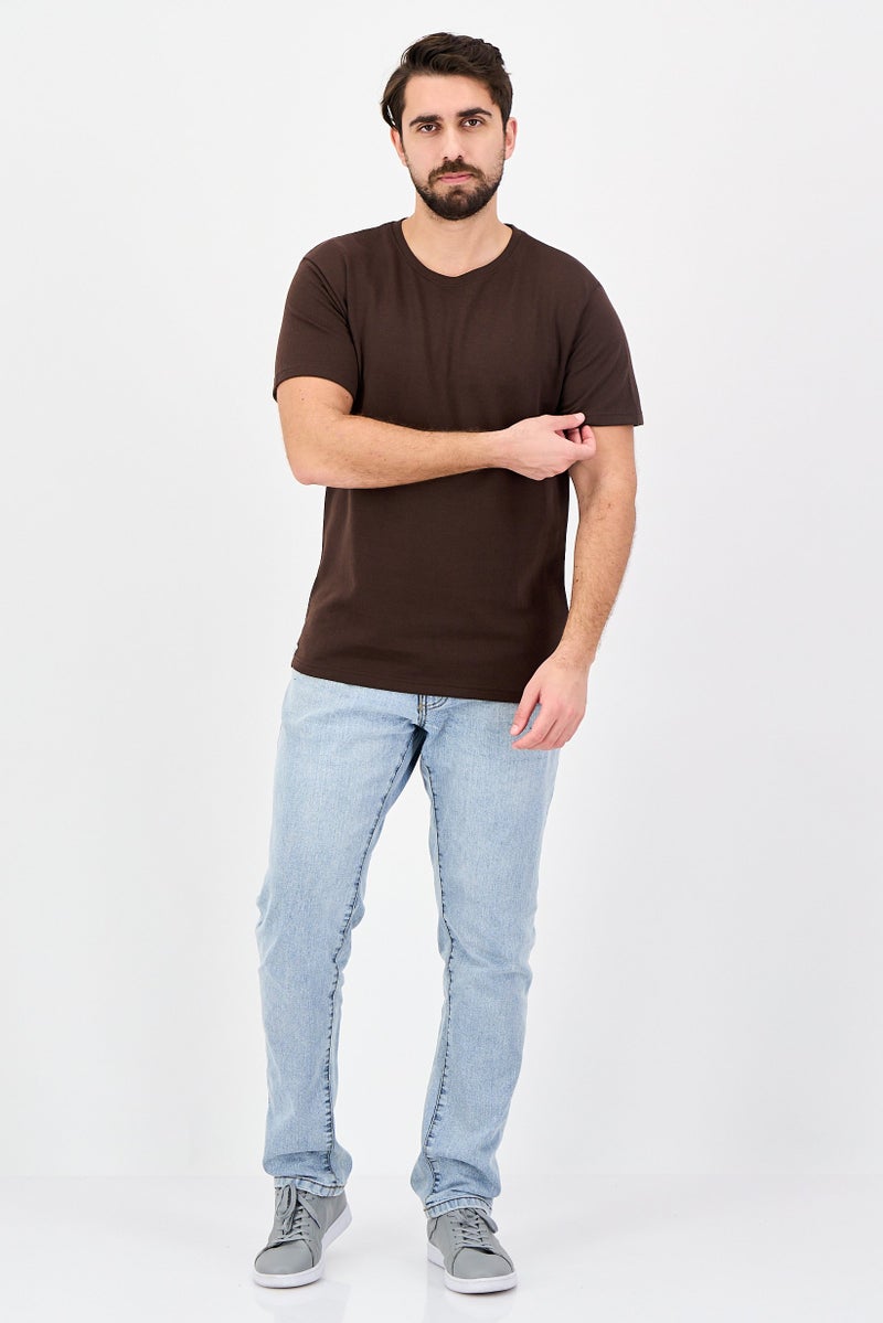 Threadbare Men Crew Neck Short Sleeve Plain T-Shirt, Brown - Image 4