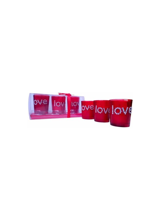 The Bros FAM 3pcs Red Candles for Valentines Day Decor - Love Candle Gift Set For Women Men - Hand Jeweled Design Valentine Candles - Image 2