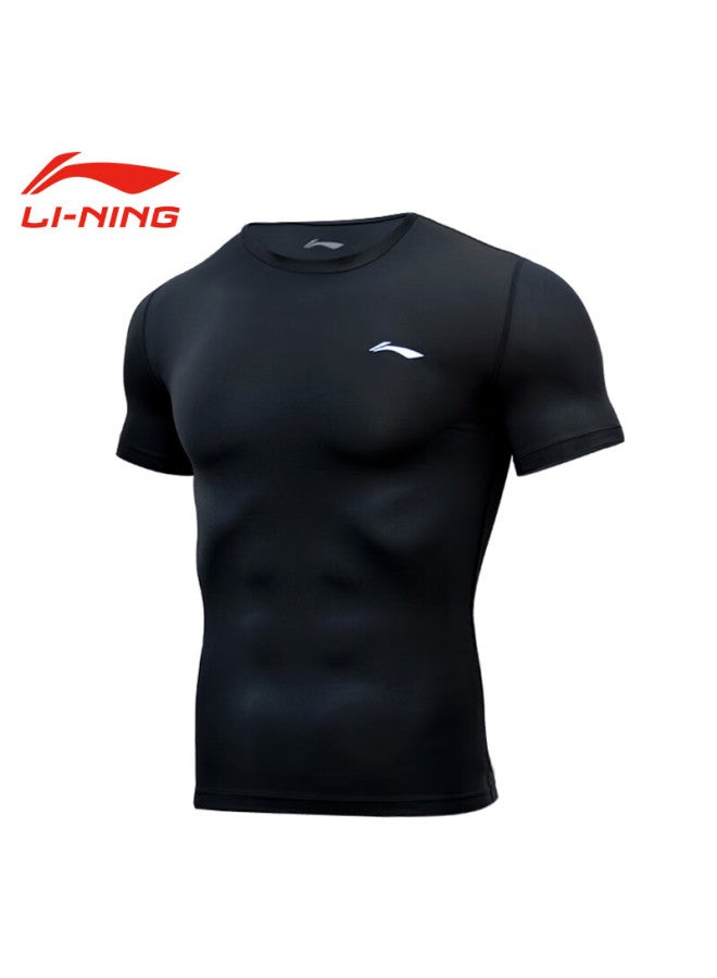 Li-Ning Li-ning Compression Shirt, Quick-dry Top For Men, Basketball Training Wear, Fitness Quick-dry T-shirt, High-elasticity Running Sports Short-sleeve, Badminton Outfit - Image 1