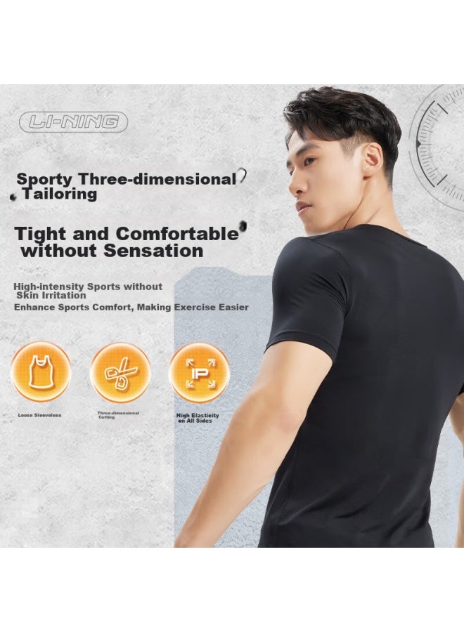 Li-Ning Li-ning Compression Shirt, Quick-dry Top For Men, Basketball Training Wear, Fitness Quick-dry T-shirt, High-elasticity Running Sports Short-sleeve, Badminton Outfit - Image 5