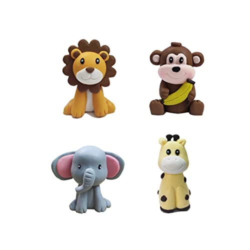DiDida Jungle Safari Animal Cake Topper with Lion Giraffe Monkey Elephant for Baby Shower - Image 2