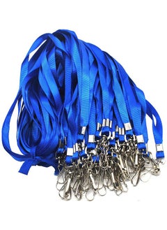 Beebel Blue Lanyard Bulk Lanyards For Id Badges Flat Lanyard With Badge Clip Swivel Hook 50 Pack  - Image 1