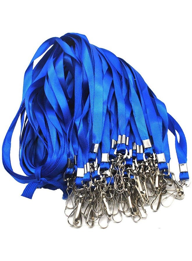 Beebel Blue Lanyard Bulk Lanyards For Id Badges Flat Lanyard With Badge Clip Swivel Hook 50 Pack - Image 1