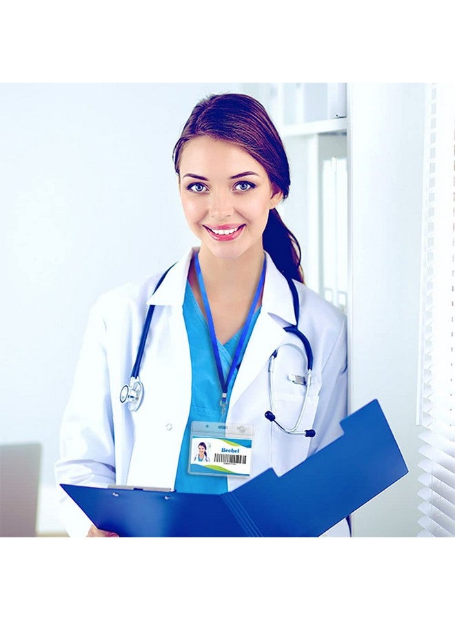 Beebel Blue Lanyard Bulk Lanyards For Id Badges Flat Lanyard With Badge Clip Swivel Hook 50 Pack - Image 5