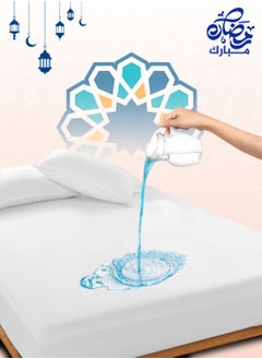 أسرار واقي مرتبة مقاوم للماء - ملاءة مثبتة من الألياف الدقيقة بعمق إضافي 30 سم، غير مزعجة، خالية من مسببات الحساسية، غطاء فائق الامتصاص وقابل للغسل في الغسالة، واقي مرتبة علوي أملس للأطفال، ملاءة جاهزة مسامية وصديقة للبشرة ولا تصدر ضوضاء، مقاس - 200 × 120 سم أبيض  - Image 2