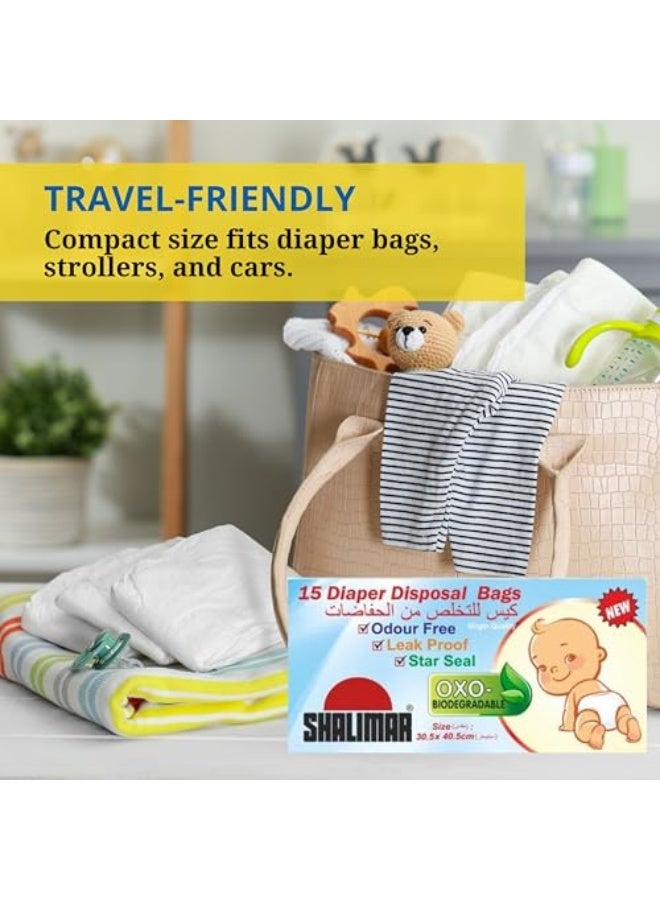 Shalimar 90 Pcs - Baby Diaper Disposable Bags – 30.5 x 40.5 cm – Leak-Proof, Odor-Sealing Disposable Pouches for Diapers, Sanitary Waste & Travel Use - Image 4