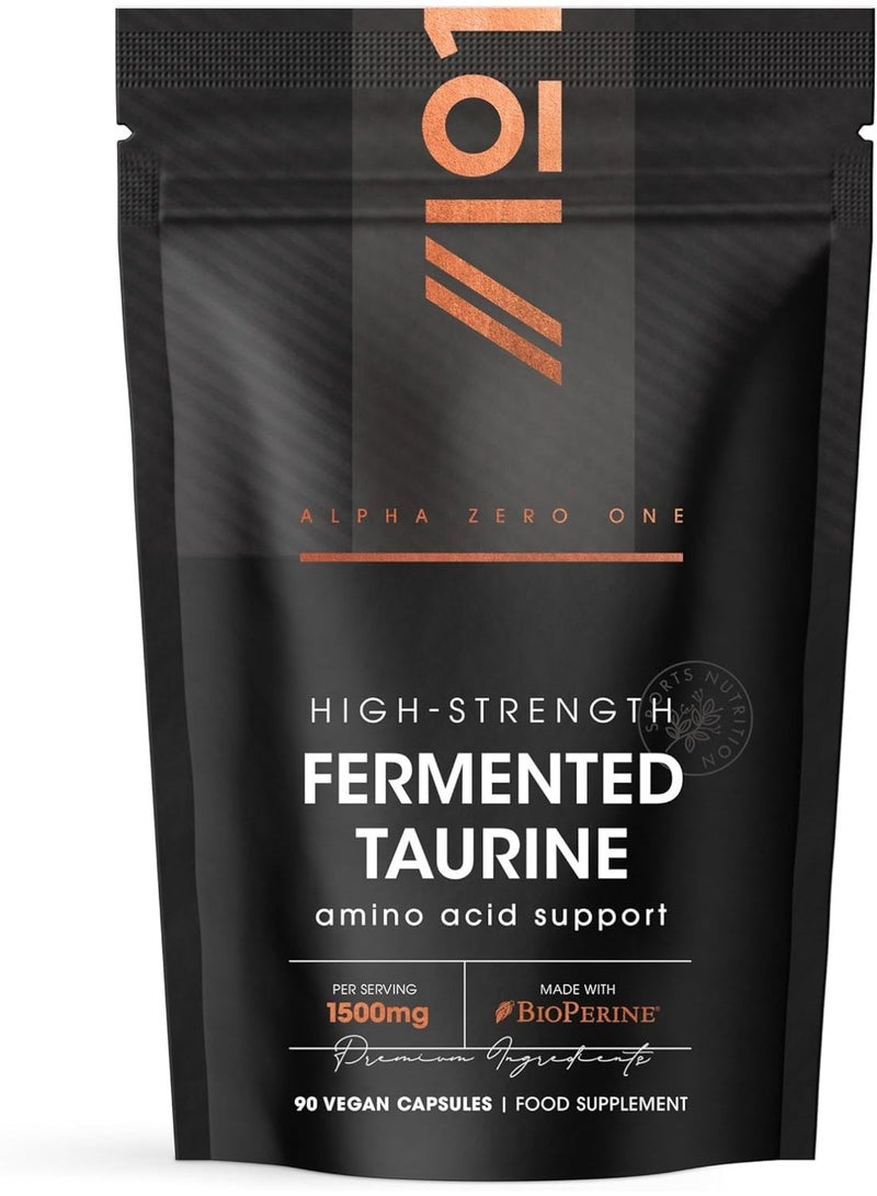 ALPHA01 L-Taurine 1500 mg with BioPerine® – Potent Amino Acid Supplement for Energy & Performance, 90 Vegan Capsules - Image 1