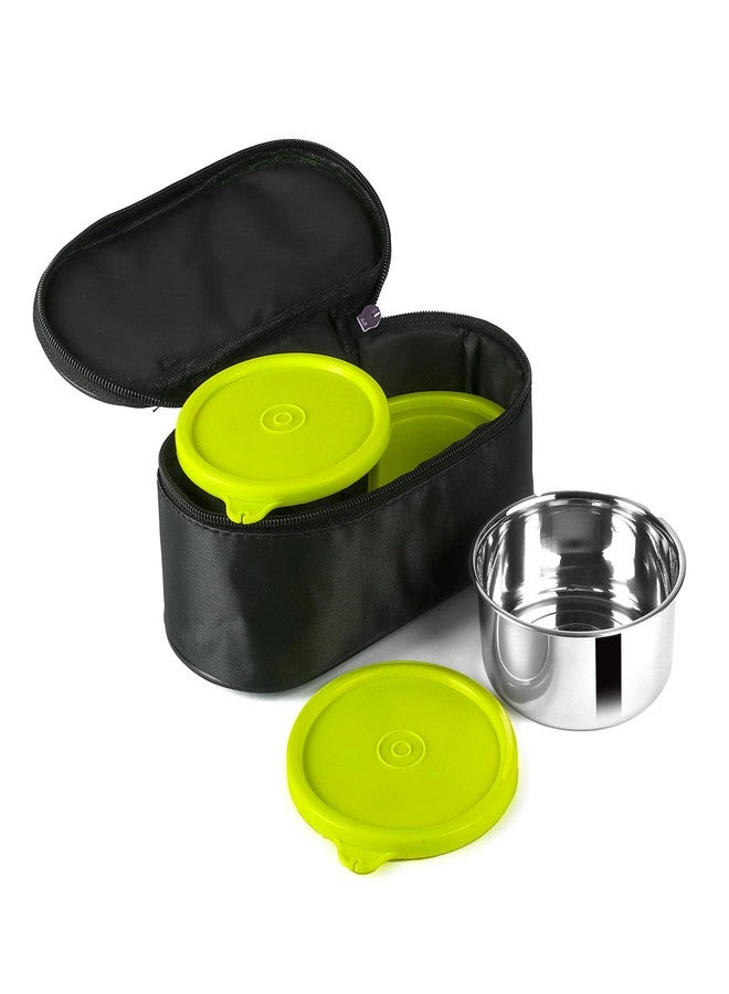uninox Sabke Liye Stainless Steel Lunch Box with 2 Leak-Proof Containers, 1 Plastic Chapati Tray & Fabric Carry Bag | Office, School & Travel Tiffin | BPA-Free & Durable | Multipurpose | Green - Image 3