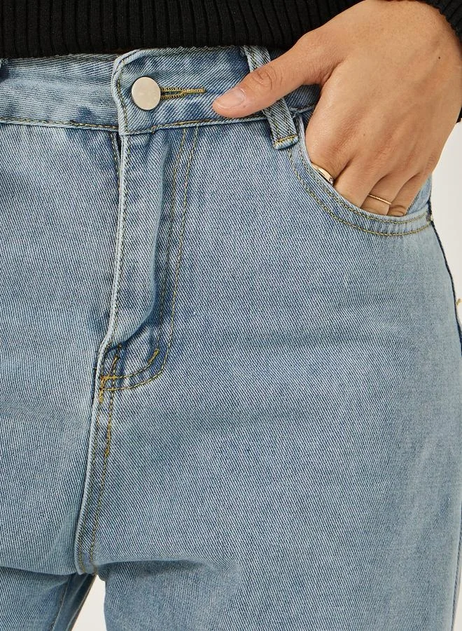Styli High Rise Straight Fit Faded Jeans