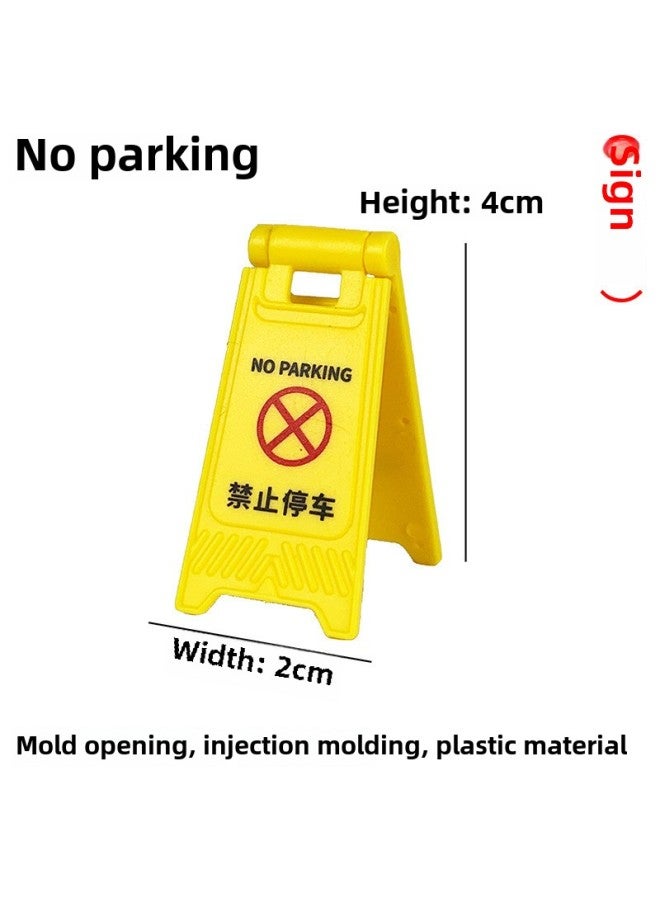 Speed Bump Traffic Light Parking Garage Road Cone Car Model Toy Scene Ornaments Signs License Plate Underground-Color:No Parking Sign  - Image 1