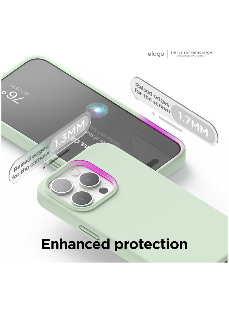 elago Liquid Silicone for iPhone 15 PRO case cover Full Body Protection, Shockproof, Slim, Anti-Scratch Soft Microfiber Lining - Soft Mint - Image 5