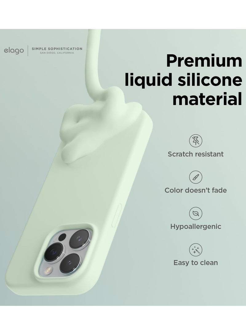 elago Liquid Silicone for iPhone 15 PRO case cover Full Body Protection, Shockproof, Slim, Anti-Scratch Soft Microfiber Lining - Soft Mint - Image 3
