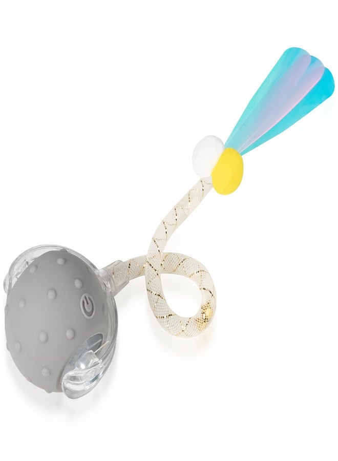 PLITTPETTS Interactive Cat Toys Ball for Indoor Cats, Automatic Moving Ball Toy with Elastic Mesh Tail, Chirping & Obstacle Avoidance and Motion Activated, Grey【Rechargeable】 - Image 1