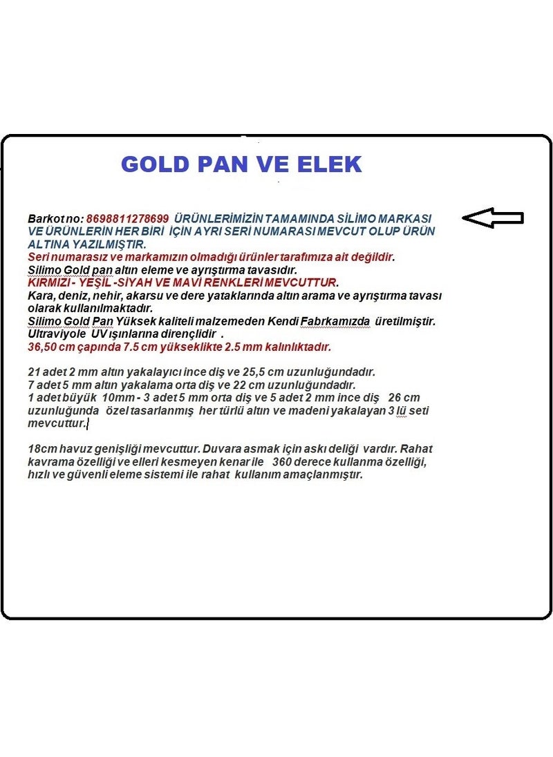 Silimo Gold Pan Gold Sieve Green + Pan Top Sieve Together Gold Search Screening Gold Washing in the Sand in the River  - Image 3