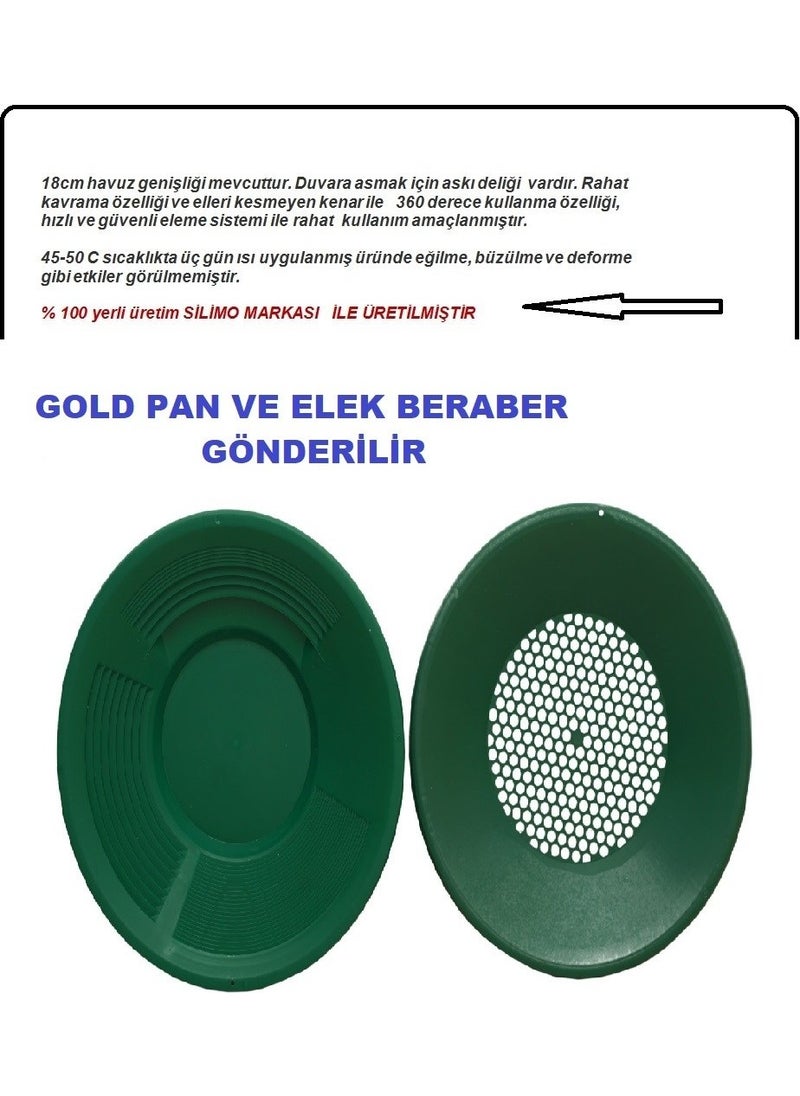 Silimo Gold Pan Gold Sieve Green + Pan Top Sieve Together Gold Search Screening Gold Washing in the Sand in the River  - Image 4