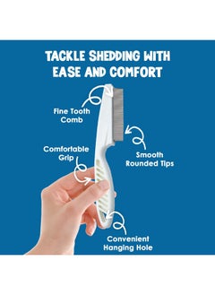 SunGrow SunGrow Detangling Pet Comb for Dogs, Cats, Ferrets, Anti-static Groomer Removes Tangles & Knots, Tear Stain Removal, Stainless Steel Pins with Rounded & Smooth Ends, White Non-slip Grip Handle, 7.4"  - Image 3