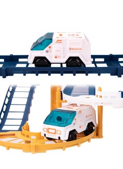 Generic Electric Train Set for Kids Space Variety Rail Car Railway Learning Educational Toys Creative Puzzle Toys Train Sets for Kids Boys Girls Age 3 Years Up Electric Track Car Set Blue Space  - Image 5