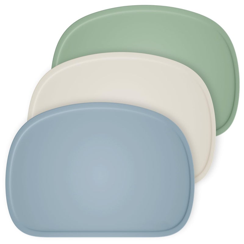 Cuddle Campus Set of 3 Silicone Placemats with Raised Edges for Kids,Toddlers,Babies, Non-Slip Dinning Table Mat, Baby Eating Mat, Food Mat Set 1 - Image 1