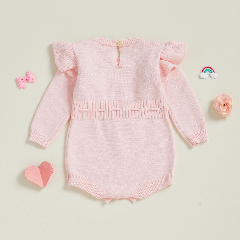 BULINGNA Baby Girl 1st 1/2 Birthday Outfit Long Sleeve Knit Letters Donut Embroidery Romper Sweater Fall Birthday Clothes (One, 12-18 Months) - Image 5