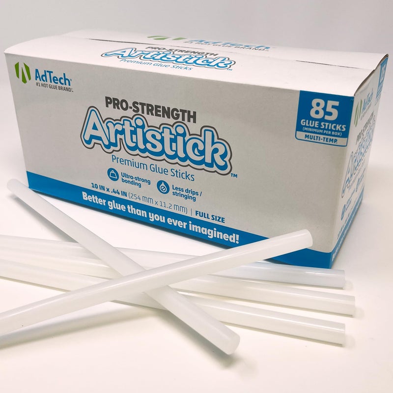 AdTech Artistick Stringless Hot Glue Sticks 10 Full Size White 85 Sticks