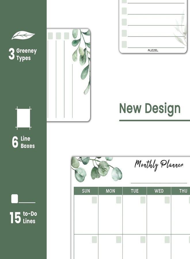 ALEZEL Dry Erase Calendar for Refrigerator, Greenery Magnetic Fridge Calendar Whiteboard - Set of Vertical Monthly Dry Erase Calendar for Fridge & 2 List Board, 4 Markers + Eraser - Image 2