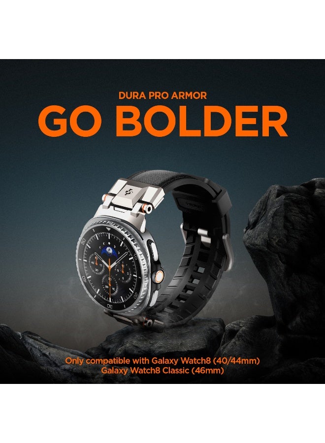 Spigen DuraPro Armor band for Galaxy Watch 8 series Compatible with Samsung Galaxy Watch 8 Classic 46mm, Galaxy Watch8 44/40mm Durable Metal Connector Strap - Black - Image 2