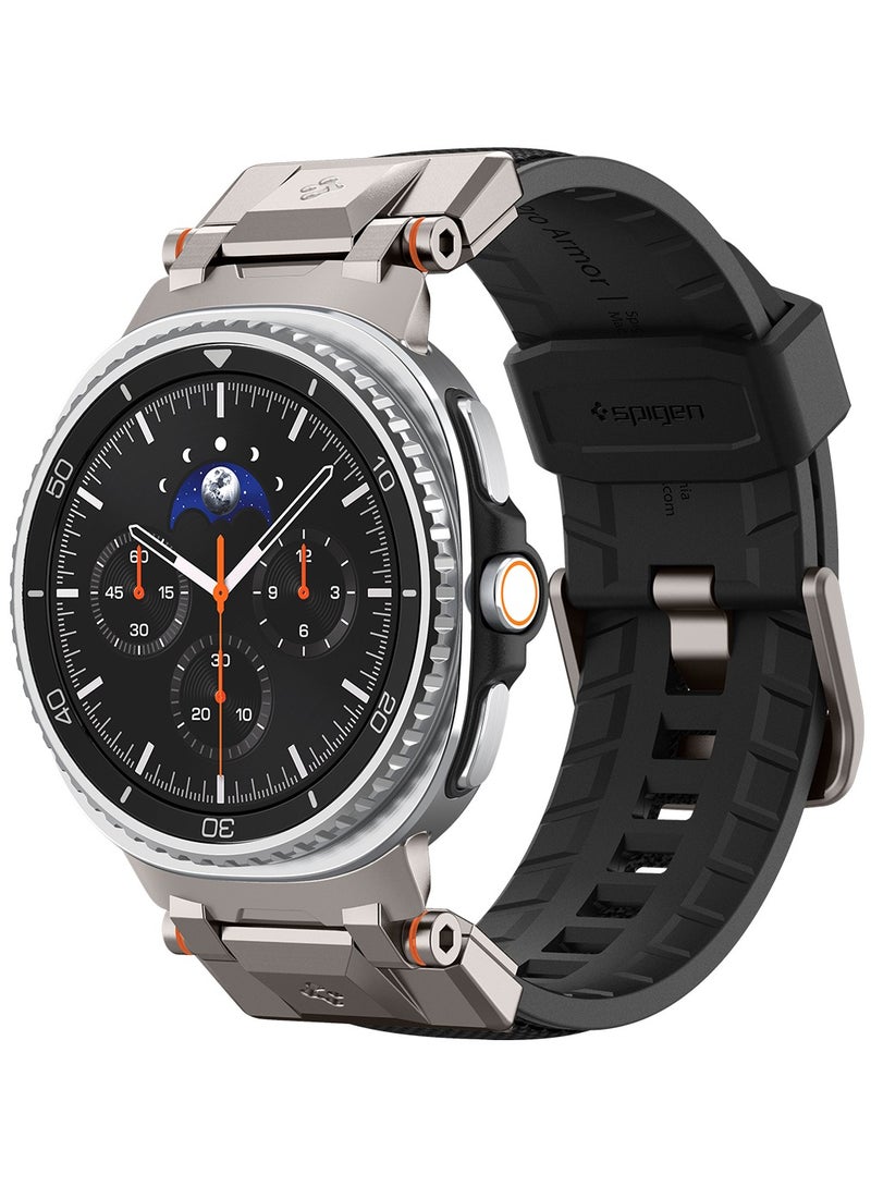 Spigen DuraPro Armor band for Galaxy Watch 8 series Compatible with Samsung Galaxy Watch 8 Classic 46mm, Galaxy Watch8 44/40mm Durable Metal Connector Strap - Black - Image 1