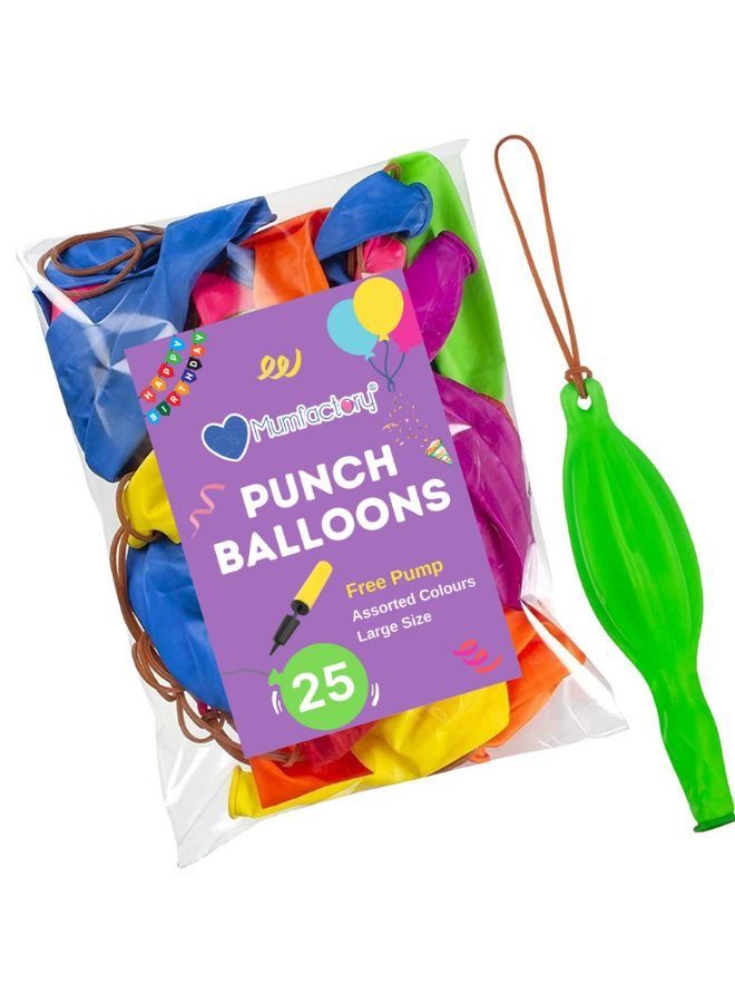 Mumfactory® 25 Large Punch Balloons for Kids | Birthday Balloons | Punch Balloons for Party Bags Fillers for Kids | Assorted Colors - Image 1