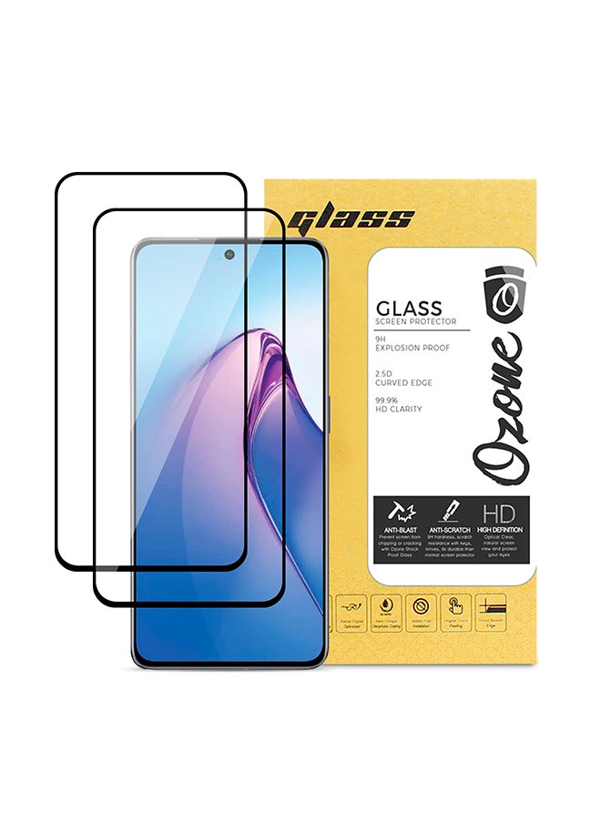 O Ozone Tempered Glass Screen Protector [2 Per Pack] Compatible for Oppo Reno8 Pro 5G Shock Proof Bubble Free HD Clear Scratch Resistant Full Screen Coverage -Black  - Image 1