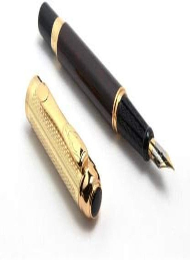 SMART WORLD Excellent Maroon Marble finish Dikawen 821 Golden Cap Fountain & Roller Pen Set (Pack of 2) Pen Gift Set - Image 2