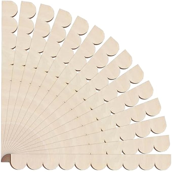 15 PACK SCALLOPED DECORATIVE WOOD TRIM, UNFINISHED WOOD TRIM MOLDING SCALLOPED WOOD EDGE WALL MOULDING TRIM FOR DIY WALL DOOR CABINET SHELF DOLL HOUSE WINDOW,16 X1.6 INCH - Image 1