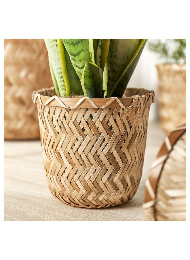Zaboon - Plant pot, handmade bamboo, 12 cm - Image 1