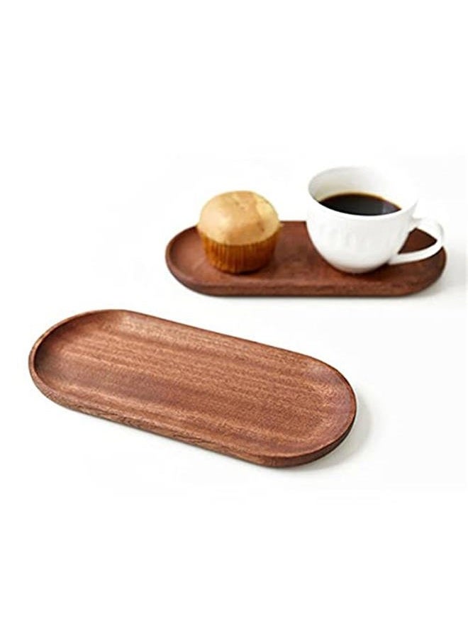 BWRMHME Mini Serving Tray for Jewellery Key Coin Set of 2, Oval Ebony Wood Natural Dessert Cup Tray, Small Wooden Cheese Plate, Tableware Decorative Tray (2) - Image 4