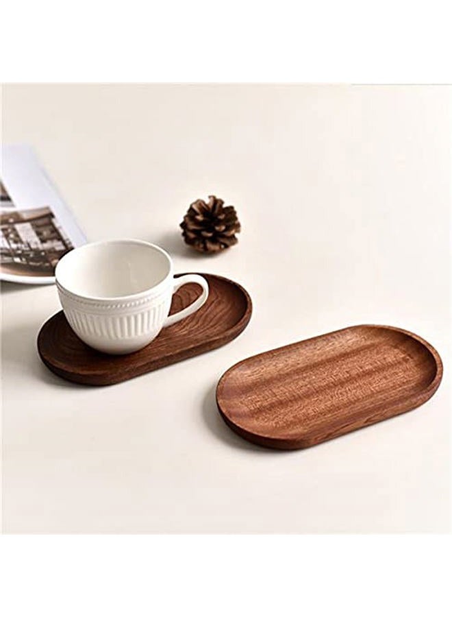 BWRMHME Mini Serving Tray for Jewellery Key Coin Set of 2, Oval Ebony Wood Natural Dessert Cup Tray, Small Wooden Cheese Plate, Tableware Decorative Tray (2) - Image 3