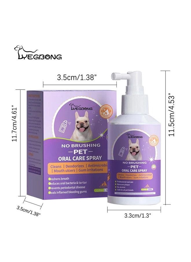 YEGBONG - Dogs & Cats Oral Spray Clean Teeth, Pet Clean Teeth Cleaning Spray for Dogs & Cats, Pet Bad Breath Treatment, Pet Breath Freshener Spray Care Cleaner, Targets Tartar & Plaque Eliminate Bad Breath - Image 1