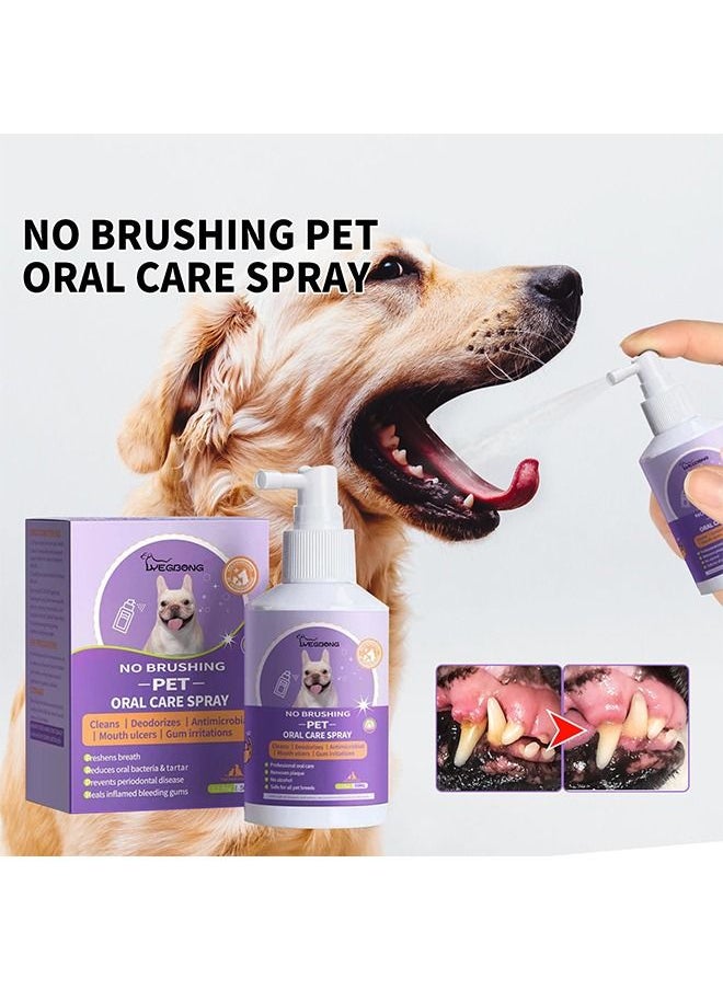 YEGBONG - Dogs & Cats Oral Spray Clean Teeth, Pet Clean Teeth Cleaning Spray for Dogs & Cats, Pet Bad Breath Treatment, Pet Breath Freshener Spray Care Cleaner, Targets Tartar & Plaque Eliminate Bad Breath - Image 1